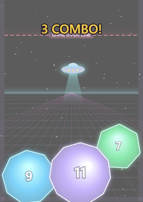 Polygon Merge — a UFO flies across after a big merge